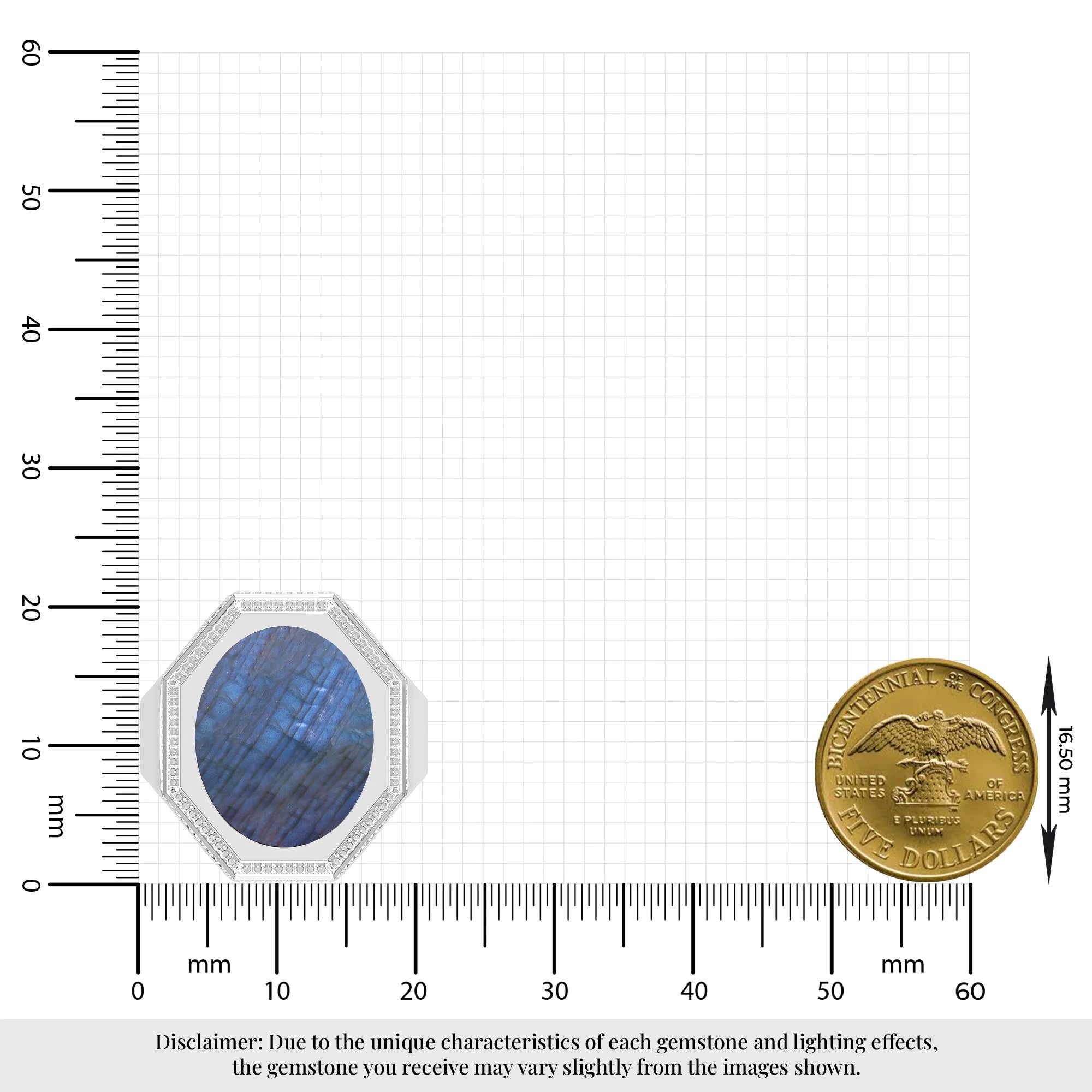 labradorite men bezel-set ring