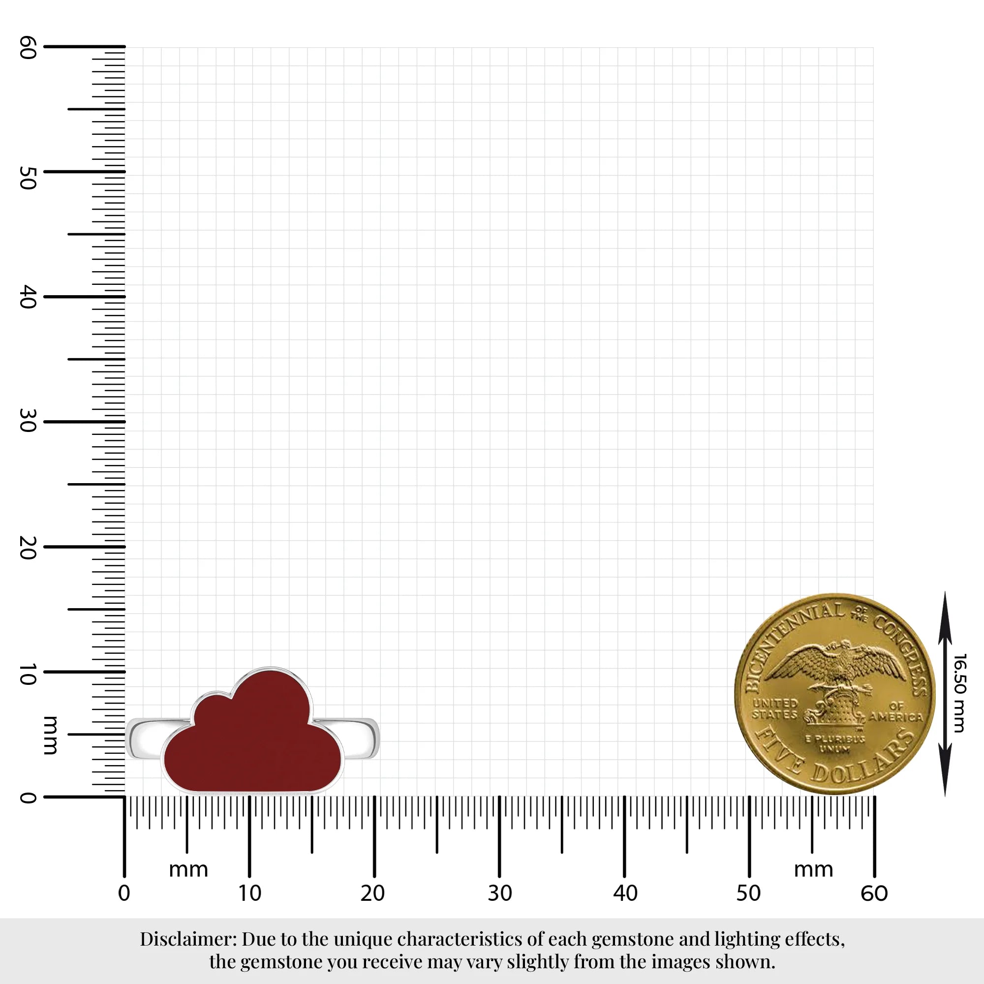 red garnet stackable bezel-set ring