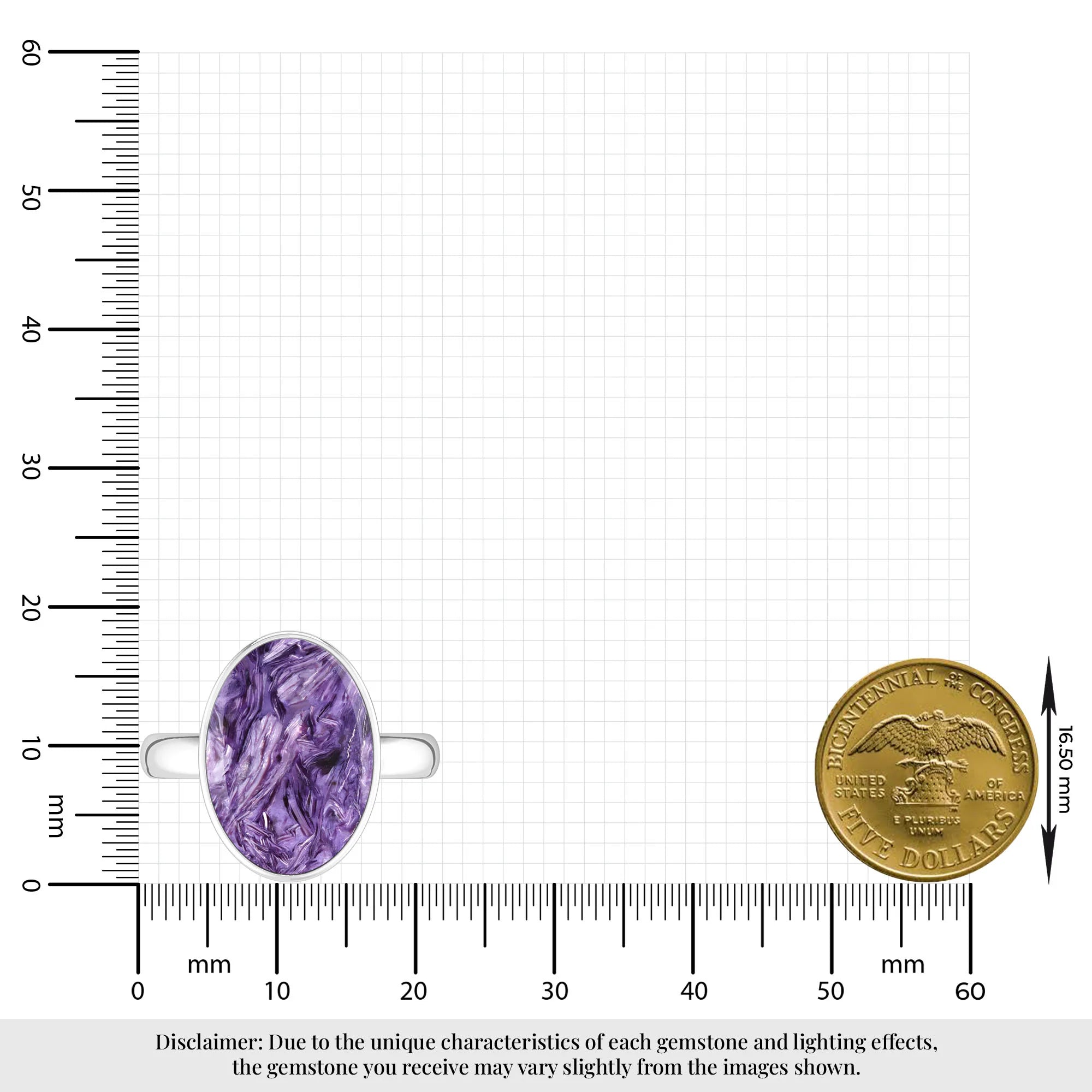 charoite bezel-set ring