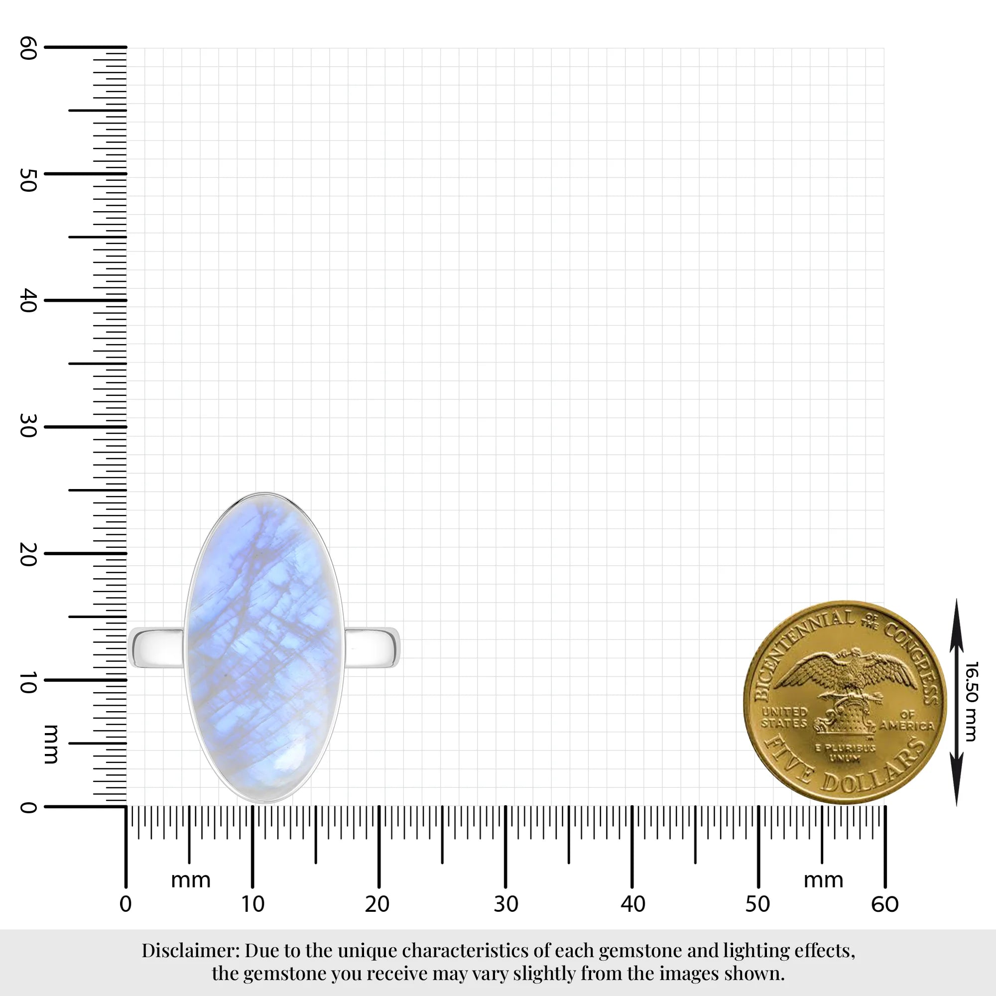 rainbow-moonstone bezel-set ring