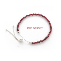 Natural Garnet Bolo Bracelets for Women in Sterling Silver