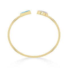 Natural Cab Pearl with Larimar Pear-Tie Shape Twister Bracelets for Women in 18K Gold Vermeil