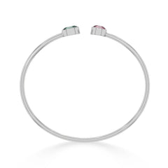 green tourmaline with pink tourmaline cut bracelet