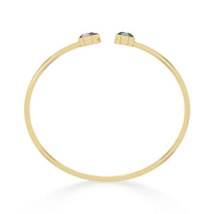 pink tourmaline with green tourmaline cut bracelet