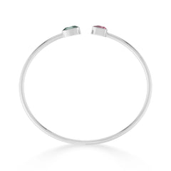 green tourmaline with pink tourmaline cut bracelet