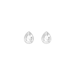 white topaz cut oval earrings