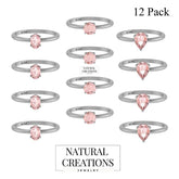 925 Sterling Silver Natural Morganite Stackable Cut Stone Ring Prong Set Jewelry Pack of 12