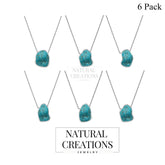 925 Sterling Silver Rough Turquoise Slider Necklace With Chain 18" Bezel Set Jewelry Pack of 6