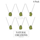 925 Sterling Silver Rough Peridot Slider Necklace With Chain 18" Bezel Set Jewelry Pack of 6