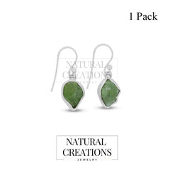 Natural Raw Peridot Hook Earring 925 Sterling Silver