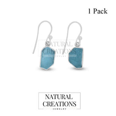 Raw Aquamarine Dangle Earring 925 Sterling Silver Jewelry