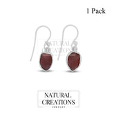 Natural Raw Red Garnet Hook Earring 925 Sterling Silver
