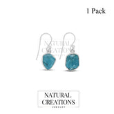 Natural Raw Paraiba Apatite Hook Earring 925 Sterling Silver