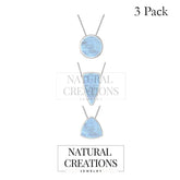 925 Sterling Silver Natural Rainbow Moonston Slider Necklace 18'in Chain Bezel Set Jewelry pack of 3