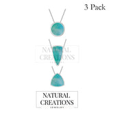 925 Sterling Silver Natural Green Moonstone Slider Necklace 18'in Chain Bezel Set Jewelry pack of 3