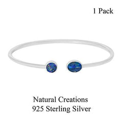 Australian Opal Silver Bracelet Adjustable Cuff Bangle 925 Sterling Silver Jewelry