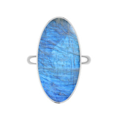 Natural Rainbow Moonstone Rings for Women in Sterling Silver (Pack of 4, Bezel-Set)