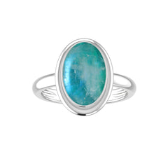 Natural Green Moonstone Rings for Women in Sterling Silver (Pack of 6, Bezel-Set)