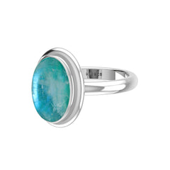 Natural Green Moonstone Rings for Women in Sterling Silver (Pack of 6, Bezel-Set)