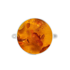 Natural Amber Rings for Women in Sterling Silver (Pack of 6, Bezel-Set)