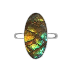 Natural Ammolite Ring 925 Sterling Silver Bezel Set Handmade Jewelry Pack of 6 - (Box 7)