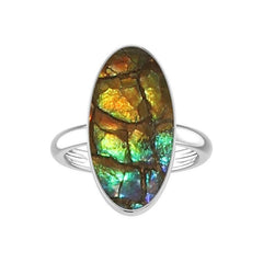Natural Ammolite Ring 925 Sterling Silver Bezel Set Handmade Jewelry Pack of 6 - (Box 7)