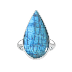 Natural Rainbow Moonstone Rings for Women in Sterling Silver (Pack of 4, Bezel-Set)