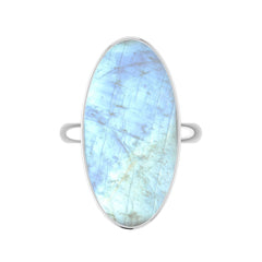 Natural Rainbow Moonstone Rings for Women in Sterling Silver (Pack of 4, Bezel-Set)
