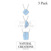 925 Sterling Silver Natural Rainbow Moonston Slider Necklace 18'in Chain Bezel Set Jewelry pack of 3