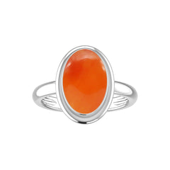 Natural Carnelian Rings for Women in Sterling Silver (Pack of 6, Bezel-Set)