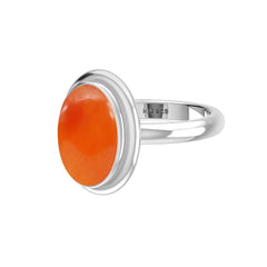 Natural Carnelian Rings for Women in Sterling Silver (Pack of 6, Bezel-Set)