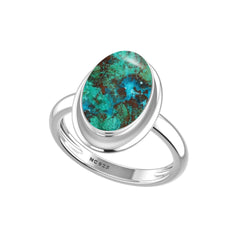 Natural Chrysocolla Rings for Women in Sterling Silver (Pack of 6, Bezel-Set)
