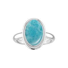 Natural Larimar Rings for Women in Sterling Silver (Pack of 6, Bezel-Set)