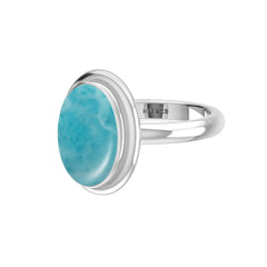 Natural Larimar Rings for Women in Sterling Silver (Pack of 6, Bezel-Set)