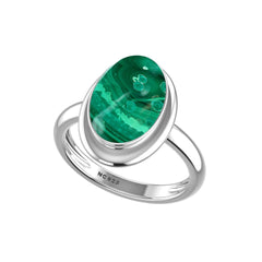 Natural Malachite Rings for Women in Sterling Silver (Pack of 6, Bezel-Set)