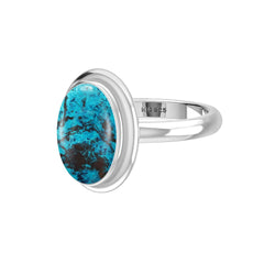 Natural Shattuckite Rings for Women in Sterling Silver (Pack of 6, Bezel-Set)