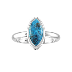 Natural Shattuckite Rings for Women in Sterling Silver (Pack of 6, Bezel-Set)