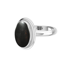 Natural Shungite Rings for Women in Sterling Silver (Pack of 6, Bezel-Set)