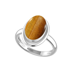 Natural Tiger Eye Rings for Women in Sterling Silver (Pack of 6, Bezel-Set)