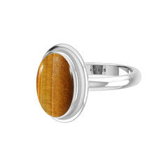 Natural Tiger Eye Rings for Women in Sterling Silver (Pack of 6, Bezel-Set)