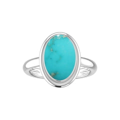Natural Turquoise Rings for Women in Sterling Silver (Pack of 6, Bezel-Set)