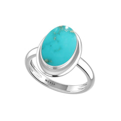 Natural Turquoise Rings for Women in Sterling Silver (Pack of 6, Bezel-Set)
