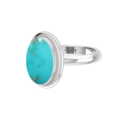 Natural Turquoise Rings for Women in Sterling Silver (Pack of 6, Bezel-Set)