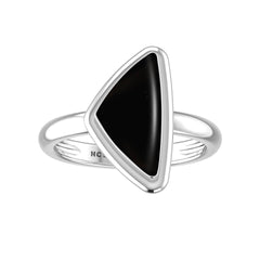 Natural Black Onyx Rings for Women in Sterling Silver (Pack of 6, Bezel-Set)