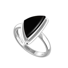 Natural Black Onyx Rings for Women in Sterling Silver (Pack of 6, Bezel-Set)
