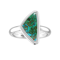 Natural Chrysocolla Rings for Women in Sterling Silver (Pack of 6, Bezel-Set)