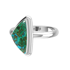 Natural Chrysocolla Rings for Women in Sterling Silver (Pack of 6, Bezel-Set)