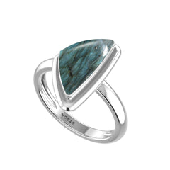 Natural Labradorite Rings for Women in Sterling Silver (Pack of 6, Bezel-Set)