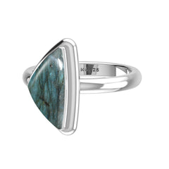 Natural Labradorite Rings for Women in Sterling Silver (Pack of 6, Bezel-Set)