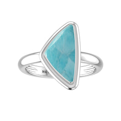 Natural Larimar Rings for Women in Sterling Silver (Pack of 6, Bezel-Set)
